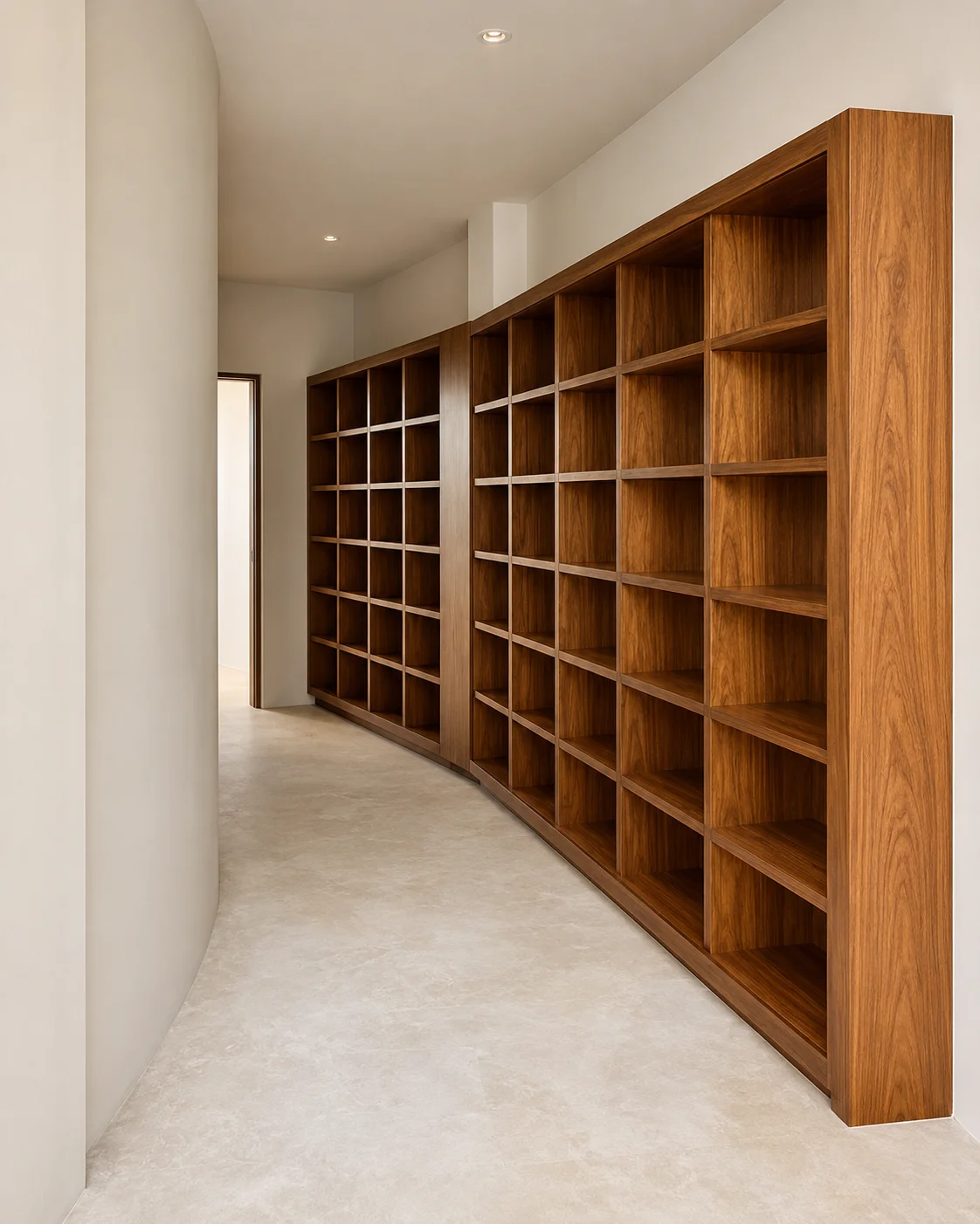 Estantería de madera con libros dentro de la mezquita